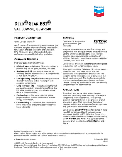 CHEVRON DELO GEAR ESI 80W-90 – 400LB DRUM