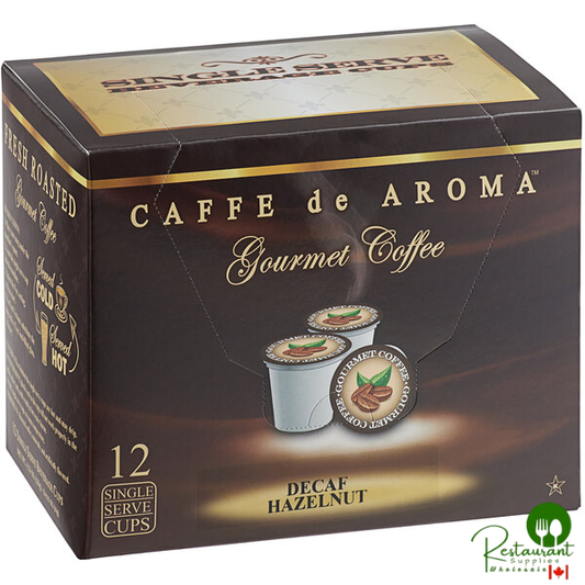Caffe de Aroma 12-Count Decaf Hazelnut Coffee Single Serve Cups - 6/Case