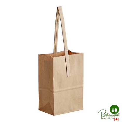 6" x 8" 1/4 Peck "Freshman" Natural Brown Kraft Paper Produce Customizable Market Stand Bag with Handle By Prime - 500/Case