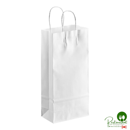 5 1/2" x 3 1/4" x 13 1/8" White Paper Customizable Shopping Bag with Handles By Prime - 250/Case