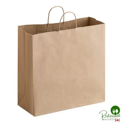 16" x 6" x 15 3/4" Natural Kraft Paper Customizable Shopping Bag with Handles By Prime - 200/Case