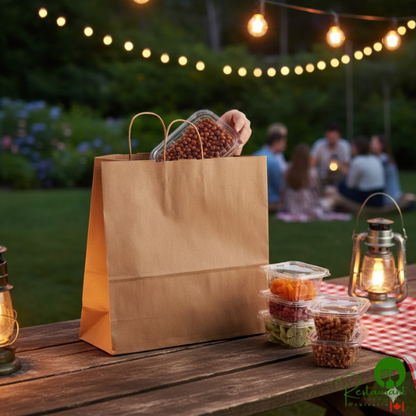 16" x 6" x 15 3/4" Natural Kraft Paper Customizable Shopping Bag with Handles By Prime - 200/Case