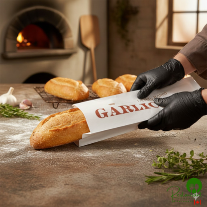 5 1/4" x 3 1/4" x 20" Garlic Bread Printed Insulated Foil Bag By Prime - 500/Case