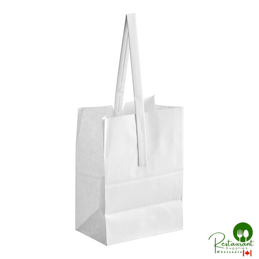 6 3/4" x 8 1/8" 1/2 Peck "Sophomore" White Kraft Paper Produce Customizable Market Stand Bag with Handle By Prime - 500/Case