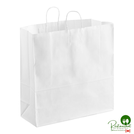 18" x 7" x 18 3/4" White Paper Customizable Shopping Bag with Handles By Prime - 200/Case