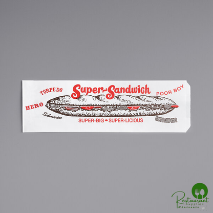 4 1/2" x 2 1/2" x 14" Submarine / Hoagie Sandwich Bag By Prime - 1,000/Case