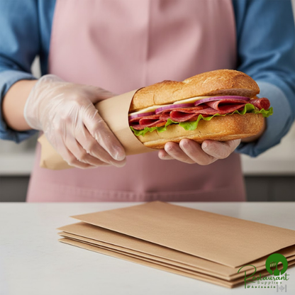 4 1/2" x 2 1/2" x 14" Kraft Submarine / Hoagie Sandwich Bag By Prime - 1,000/Case