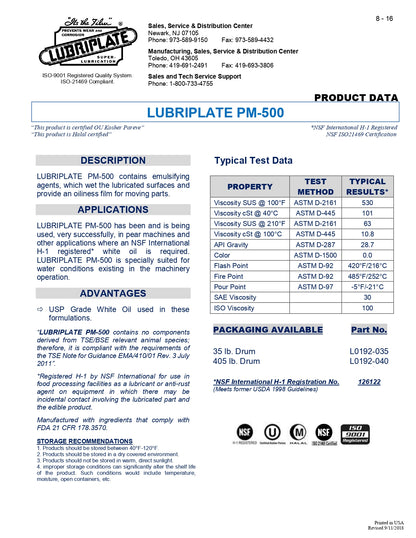 L0192-040 LUBRIPLATE PM-500 – 55 GALLON DRUM