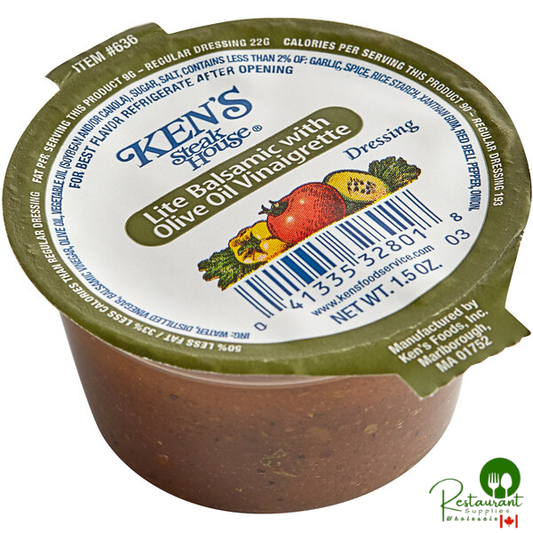 Ken's Foods 1.5 oz. Lite Balsamic with Olive Oil Vinaigrette Dressing Cup - 100/Case