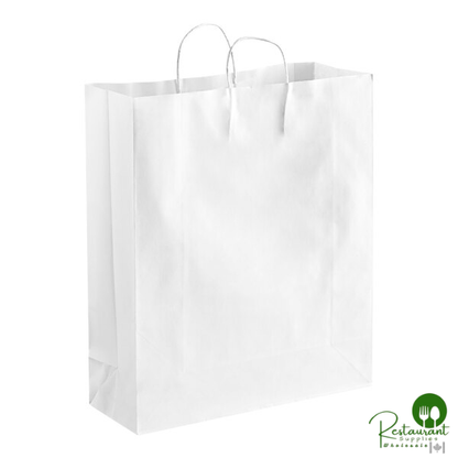 16" x 6" x 19 1/4" White Paper Customizable Shopping Bag with Handles By Prime - 200/Case