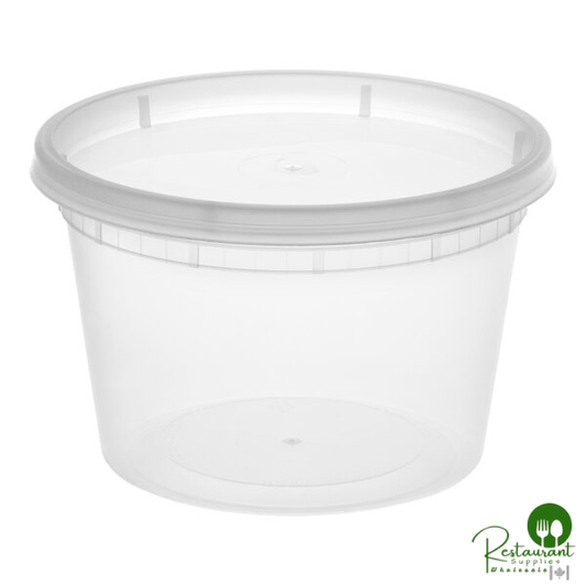 Heavy Duty 16 oz. Translucent Plastic Deli Container and Lid Combo Pack By Prime - 240/Case