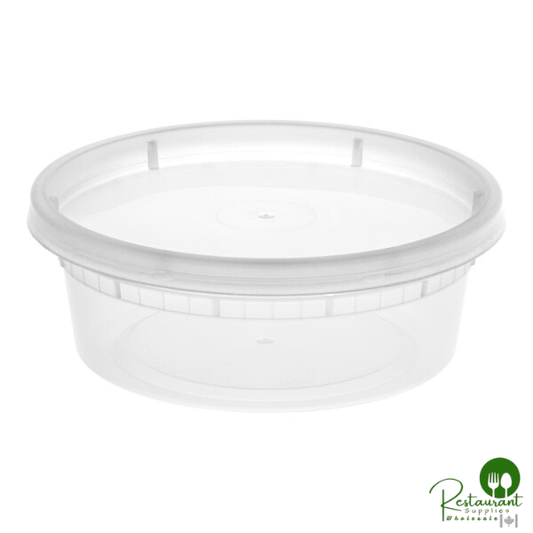 Heavy Duty 8 oz. Translucent Plastic Deli Container and Lid Combo Pack By Prime - 240/Case