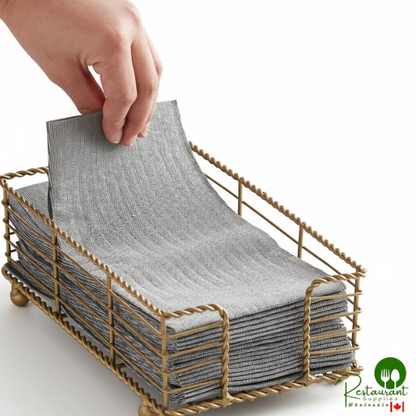 Prime Black Tweed Customizable Linen-Feel 1/6 Fold Guest Towel 12" x 17" - 500/Case