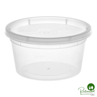 Heavy Duty 12 oz. Translucent Plastic Deli Container and Lid Combo Pack By Prime - 240/Case