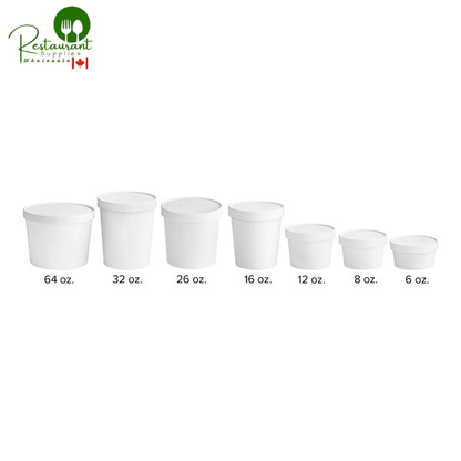 Choice 26 oz. White Double Poly-Coated Paper Food Cup with Vented Paper Lid - 250/Case