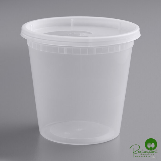 Heavy Duty 24 oz. Translucent Plastic Deli Container and Lid Combo Pack By Prime - 240/Case
