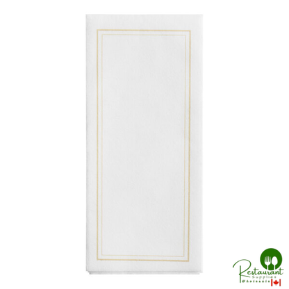 Prime Linen-Feel Gold Border Customizable 1/6 Fold Guest Towel - 500/Case