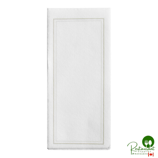 Prime Linen-Feel Silver Border Customizable 1/6 Fold Guest Towel - 500/Case