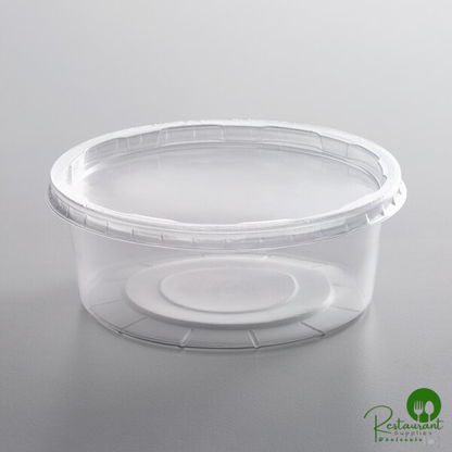 8 oz. Customizable Microwavable Translucent Round Deli Container and Lid Combo Pack By Prime - 250/Case