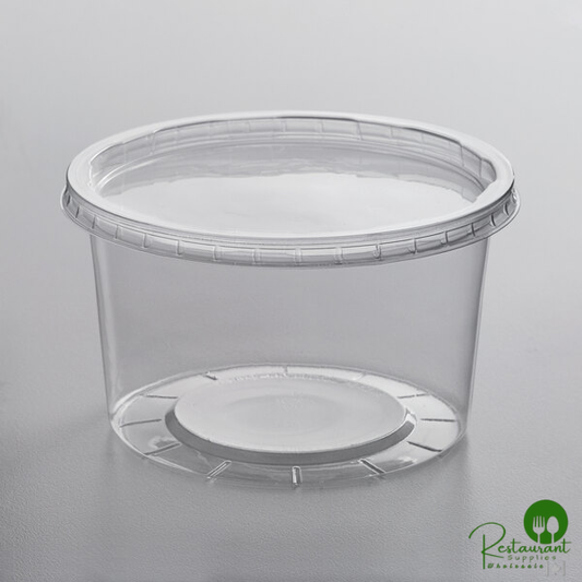 16 oz. Customizable Microwavable Translucent Round Deli Container and Lid Combo Pack By Prime - 250/Case