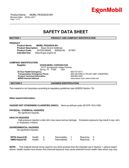 MOBIL PEGASUS 801 40wt – 55 GALLON DRUM