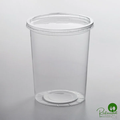 32 oz. Customizable Microwavable Translucent Round Deli Container and Lid Combo Pack By Prime - 250/Case