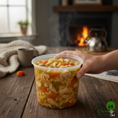 32 oz. Customizable Microwavable Translucent Round Deli Container and Lid Combo Pack By Prime - 250/Case