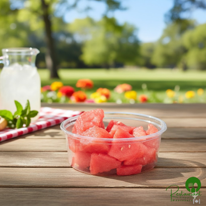 8 oz. Ultra Clear Recycled PET Plastic Round Deli Container By Prime - 500/Case