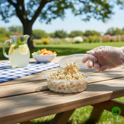 8 oz. Ultra Clear Recycled PET Plastic Round Deli Container and Lid Combo By Prime - 250/Case