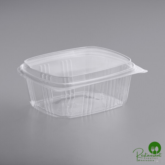 32 oz. Clear RPET Tall Hinged Deli Container with Domed Lid By Prime - 200/Case