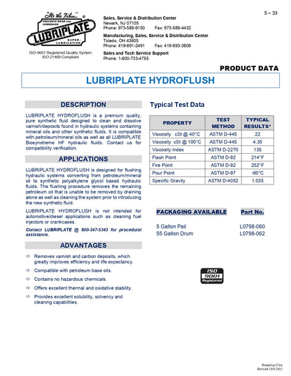 L0798-060 LUBRIPLATE HYDROFLUSH – 5 GALLON PAIL