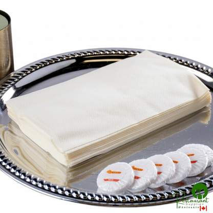 Hoffmaster 856803 Linen-Like 12" x 17" Ecru / Ivory 1/6 Fold Guest Towel - 500/Case