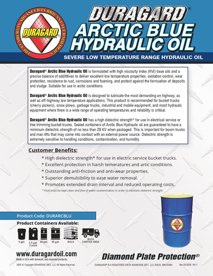 Duragard® Arctic Blue Low Temp Hydraulic Oil – 5 GALLON PAIL