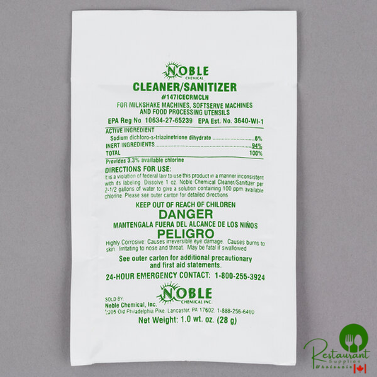 1 oz. Concentrated Soft Serve Ice Cream Machine Powdered Cleaner / Sanitizer Packet - 100/Case