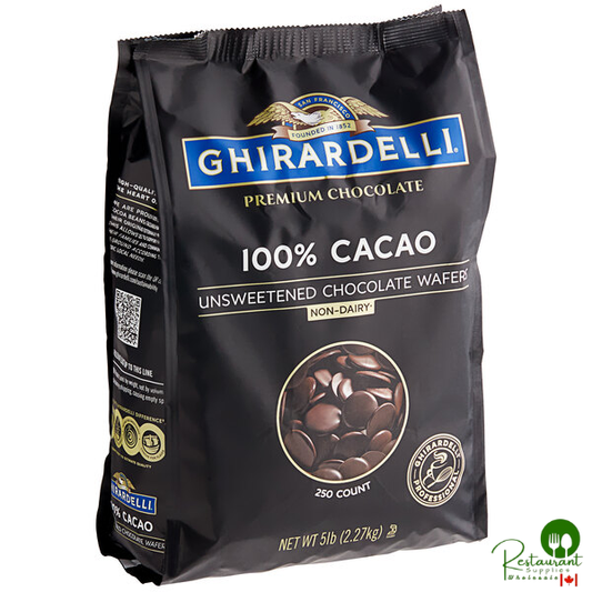 Ghirardelli 100% Cacao Unsweetened Chocolate Liquor Wafers 5 lb. - 2/Case
