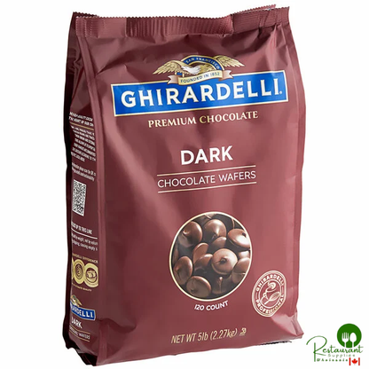Ghirardelli Queen Dark Chocolate Wafers 5 lb. - 2/Case