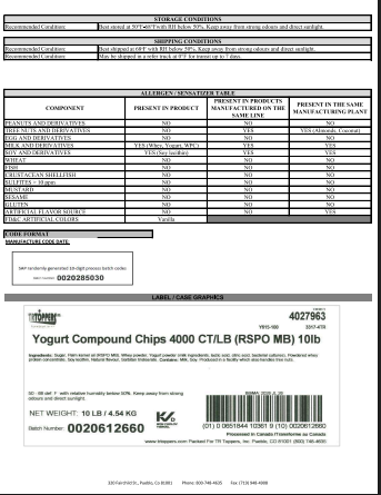 Regular 4M Yogurt Baking Chips – 10 lb Bag