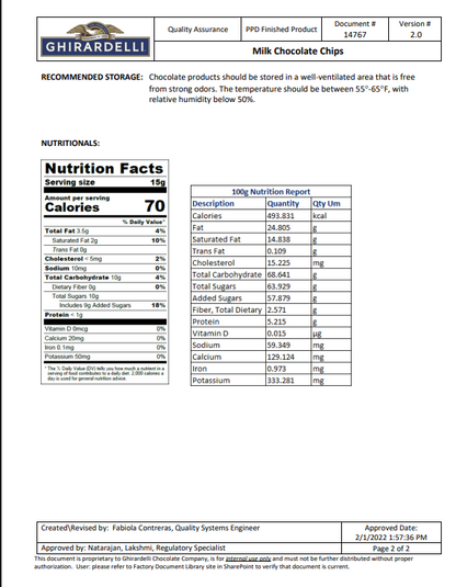 Ghirardelli .8M Milk Chocolate Baking Chips 5 lb Bag