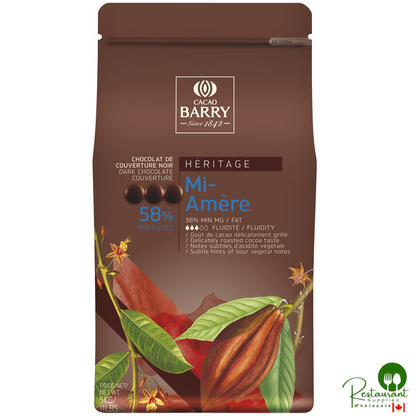 Cacao Barry Heritage Mi-Amere Dark Chocolate Pistoles 11 lb. - 4/Case