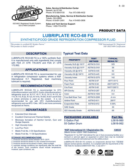 L0818-060 LUBRIPLATE RCO-68-FG – 5 GALLON PAIL