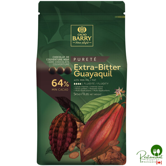 Cacao Barry Purete Extra-Bitter Guayaquil Dark Chocolate Pistoles 11 lb.