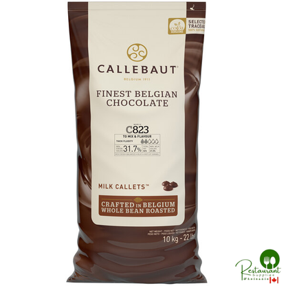 Callebaut Recipe C823 Milk Chocolate Callets™ 22 lb. - 2/Case