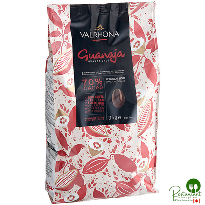 Valrhona Guanaja 70% Dark Chocolate Feve 6.6 lb. - 3/Case