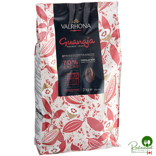Valrhona Guanaja 70% Dark Chocolate Feve 6.6 lb. - 3/Case