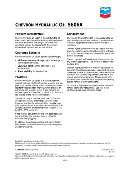 CHEVRON AVIATION HYDRAULIC OIL, 5606 A – 55 GALLON DRUM