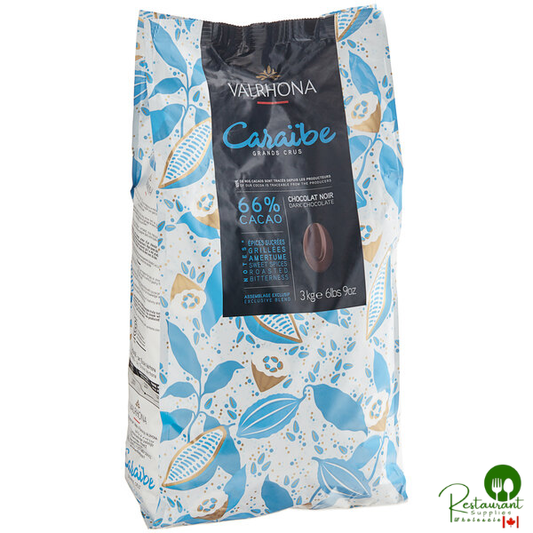 Valrhona Caraibe 66% Dark Chocolate Feve 6.6 lb. - 3/Case