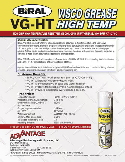 BIRAL VG-HT – CASE OF 12 – 500ML AEROSOL (16.91 FLUID OZ.) CAN