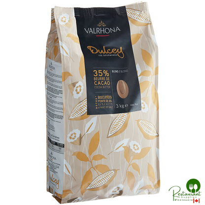 Valrhona Dulcey 35% Blond Chocolate Feve 6.6 lb. - 3/Case