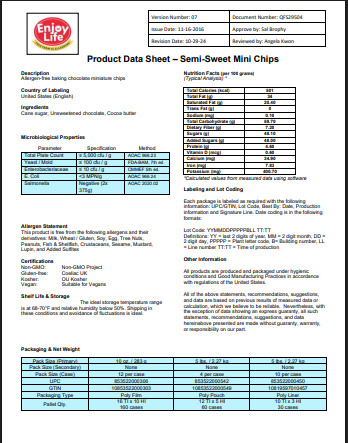 Enjoy Life Semi-Sweet Vegan 4M Chocolate Chips 5 lb Bag