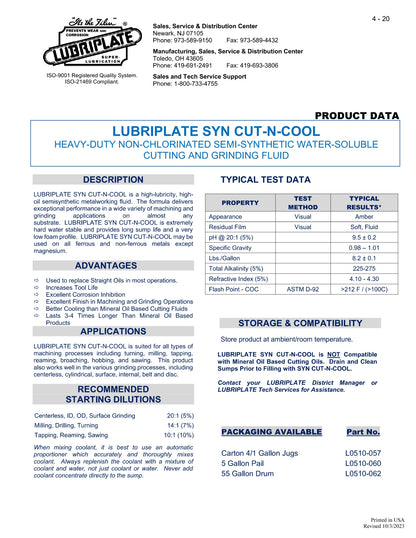 L0510-062 LUBRIPLATE SYN CUT-N-COOL – 55 GALLON DRUM
